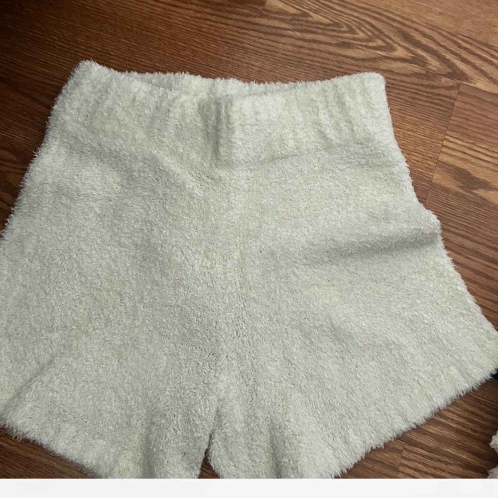 Women's Cream Fuzzy Shorts skims